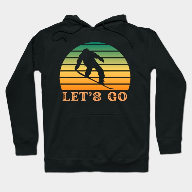 Let's Go Snowboarding, Vintage, Retro Hoodie by Coralgb